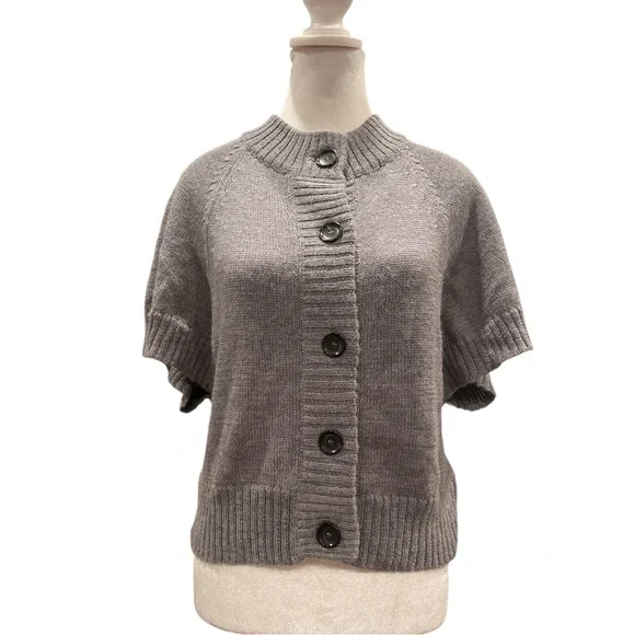Bruuns Bazaar Small Grey Alpaca Blend Button Front Knit Cardigan - Picture 3 of 10